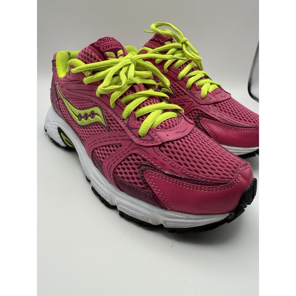 Saucony Grid Oasis Womens Size 9 Pink Neon Yellow Running Shoes Athletic